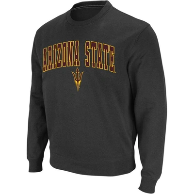 Colosseum Men's  Charcoal Arizona State Sun Devils Arch And Logo Crew Neck Sweatshirt