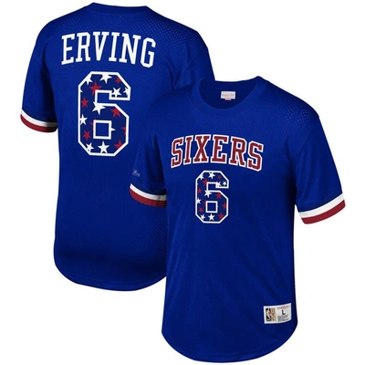 Mitchell & Ness Men's  Julius Erving Royal Philadelphia 76ers Player Name Number T-shirt