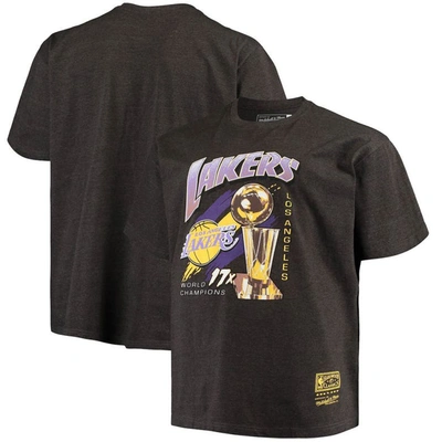 Mitchell & Ness Men's  Heathered Charcoal Los Angeles Lakers Big And Tall 17x Trophy T-shirt
