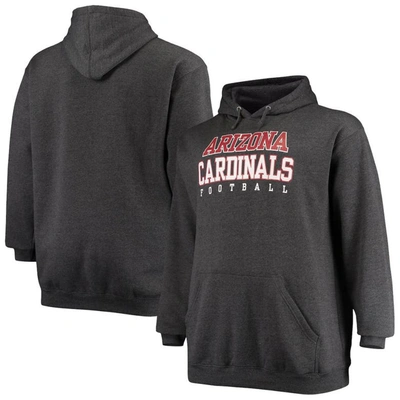 Fanatics Men's Big And Tall Heathered Charcoal Arizona Cardinals Practice Pullover Hoodie