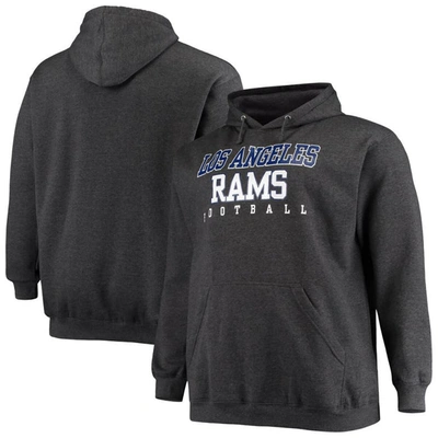 Fanatics Men's Big And Tall Heathered Charcoal Los Angeles Rams Practice Pullover Hoodie In Heather Charcoal