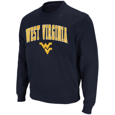Colosseum Men's Navy West Virginia Mountaineers Arch Logo Crew Neck Sweatshirt
