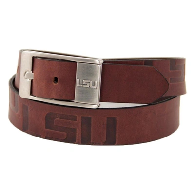 Eagles Wings Lsu Tigers Brandish Leather Belt In Brown