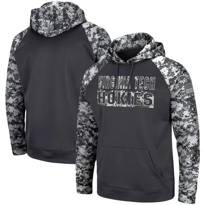 Colosseum Charcoal Virginia Tech Hokies Oht Military Appreciation Digital Camo Pullover Hoodie