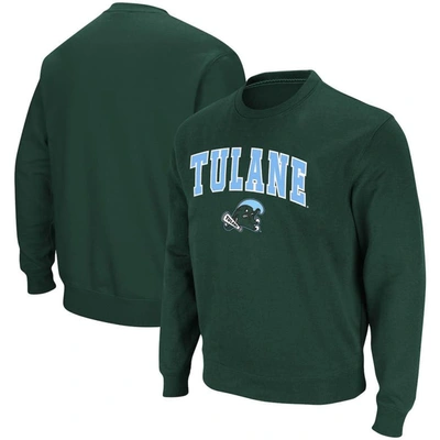 Colosseum Men's Green Tulane Green Wave Arch Logo Tackle Twill Pullover Sweatshirt
