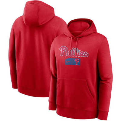 Nike Red Philadelphia Phillies Team Lettering Club Pullover Hoodie ...