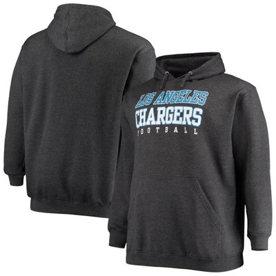 Fanatics Men's Big And Tall Heathered Charcoal Los Angeles Chargers Practice Pullover Hoodie