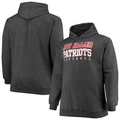 Fanatics Men's Big And Tall Heathered Charcoal New England Patriots Practice Pullover Hoodie In Heather Charcoal