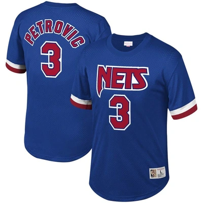 Mitchell & Ness Men's  Drazen Petrovic Royal New Jersey Nets Mesh T-shirt