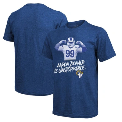 Majestic Threads Aaron Donald Royal Los Angeles Rams Tri-blend Player T-shirt