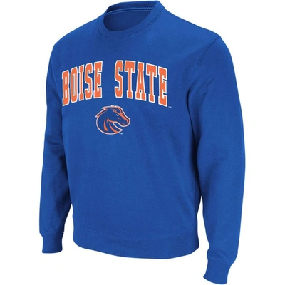 Colosseum Men's Boise State Broncos Arch And Logo Tackle Twill Pullover Sweatshirt In Royal