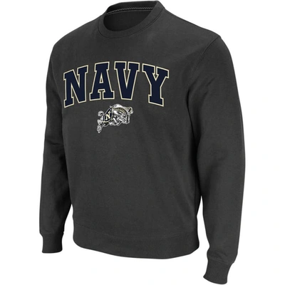 Colosseum Charcoal Navy Midshipmen Arch & Logo Crew Neck Sweatshirt
