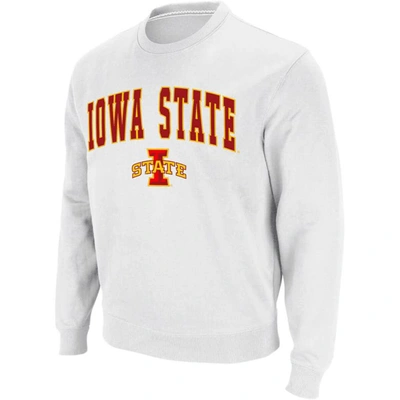 Colosseum White Iowa State Cyclones Arch & Logo Crew Neck Sweatshirt