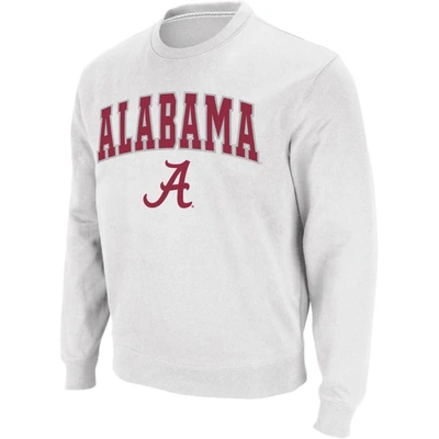 Colosseum Men's White Alabama Crimson Tide Arch Logo Crew Neck Sweatshirt