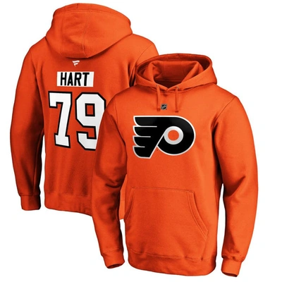 Fanatics Men's Carter Hart Orange Philadelphia Flyers Authentic Stack Player Name And Number Pullover Hoodie
