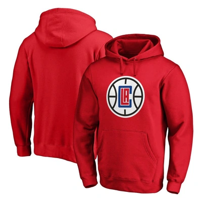 Fanatics Branded Red La Clippers Icon Primary Logo Fitted Pullover Hoodie