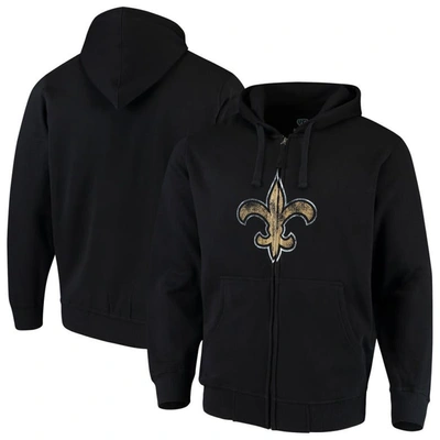 Starter G-iii Sports By Carl Banks Black New Orleans Saints Primary Logo Full-zip Hoodie