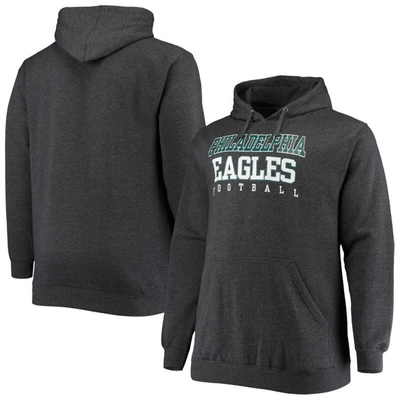 Fanatics Men's Big And Tall Heathered Charcoal Philadelphia Eagles Practice Pullover Hoodie