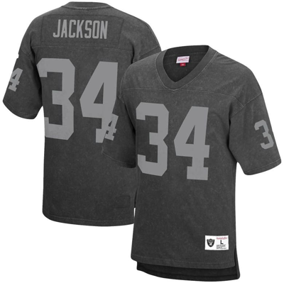 Mitchell & Ness Bo Jackson Black Los Angeles Raiders Retired Player Name & Number Acid Wash Top