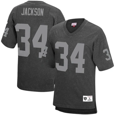 Mitchell & Ness Men's Bo Jackson Black Los Angeles Raiders Retired Player Name And Number Acid Wash Top