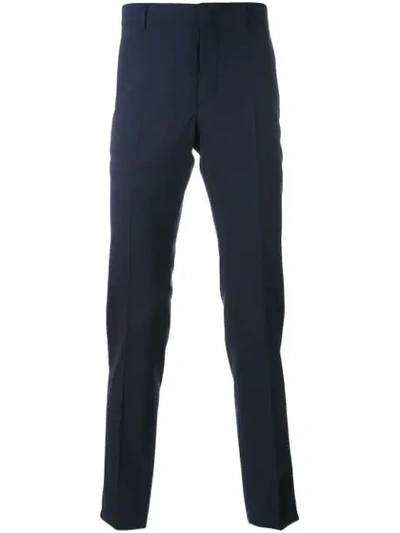 Prada Pleated High Waist Chinos In Blue