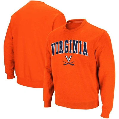 Colosseum Men's  Orange Virginia Cavaliers Team Arch Logo Tackle Twill Pullover Sweatshirt
