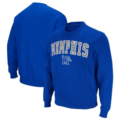 Colosseum Men's  Royal Memphis Tigers Arch & Logo Tackle Twill Pullover Sweatshirt