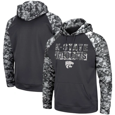 Colosseum Charcoal Kansas State Wildcats Oht Military Appreciation Digital Camo Pullover Hoodie
