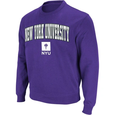 Colosseum Men's  Purple Nyu Violets Arch And Logo Crew Neck Sweatshirt