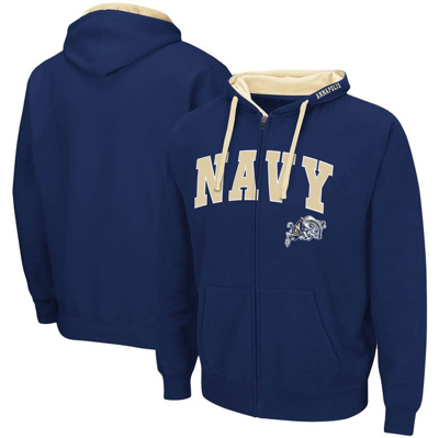 Colosseum Men's  Navy Navy Midshipmen Big And Tall Full-zip Hoodie