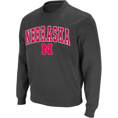 Colosseum Men's Charcoal Nebraska Huskers Arch Logo Crew Neck Sweatshirt
