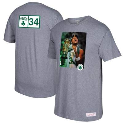 Mitchell & Ness Men's  Paul Pierce Gray Boston Celtics Graphic T-shirt