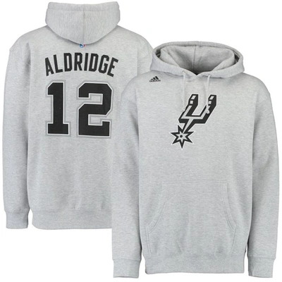 Adidas Originals Men's Adidas Lamarcus Aldridge Gray San Antonio Spurs Name And Number Pullover Hoodie