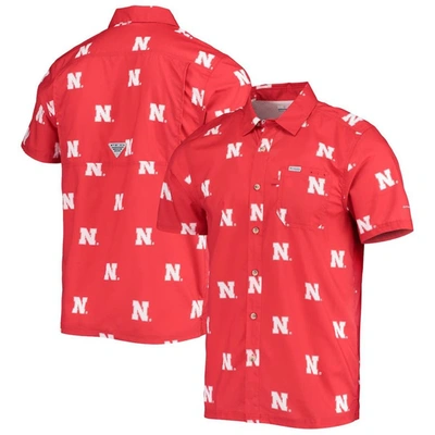 Columbia Men's Scarlet Nebraska Huskers Super Slack Tide Omni-shade Button-up Shirt