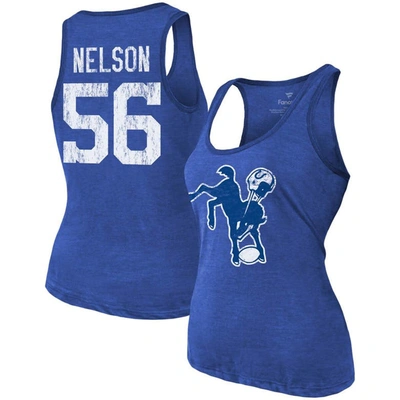 Majestic Threads Quenton Nelson Heathered Royal Indianapolis Colts Name & Number Tri-blend Tank Top