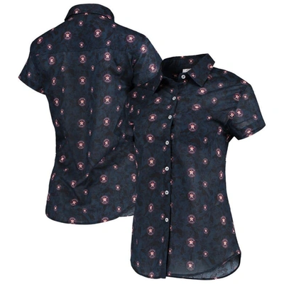Foco Navy Houston Astros Floral Button Up Shirt