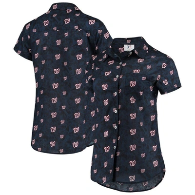 Foco Navy Washington Nationals Floral Button Up Shirt