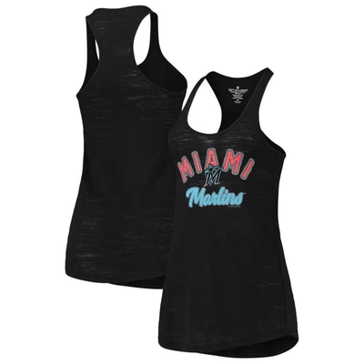 Soft As A Grape Women's  Black Miami Marlins Multi-count Tri-blend Tank Top