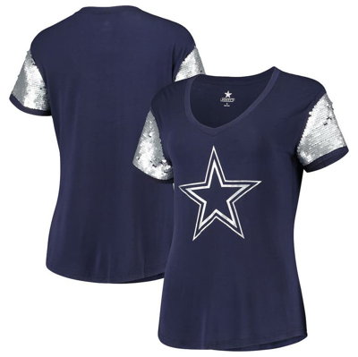Nfl Navy Dallas Cowboys Cherry Sequin Sleeve T-shirt | ModeSens
