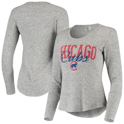 Concepts Sport Women's  Heathered Gray Chicago Cubs Tri-blend Long Sleeve T-shirt