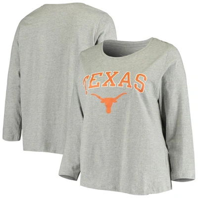 Profile Heathered Gray Texas Longhorns Plus Size Logo Long Sleeve T-shirt In Heather Gray