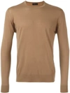 Prada Crew Neck Fine Knit Jumper In Brown