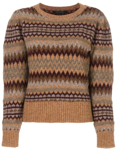 Marc Jacobs Woman Wool-blend Jacquard Sweater Brown In Giallo