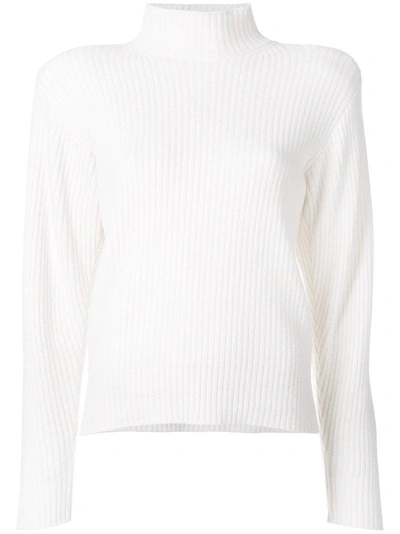 Mugler Ribbed Knit Jumper - White