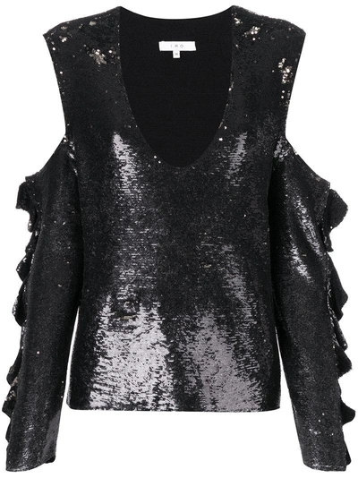 Iro Cut-out Black Sequin Blouse