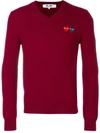 Comme Des Garçons Play Heart Logo Knitted Jumper In Red