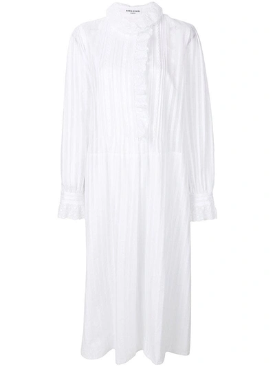 Sonia Rykiel Pleated And Crochet Trimmed Dress - White