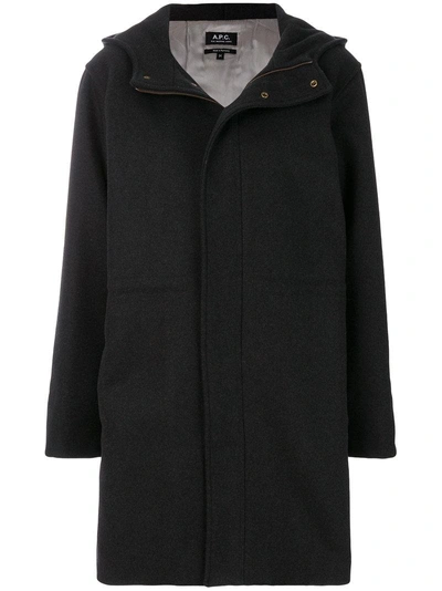 Apc Hooded Duffle Coat In Black