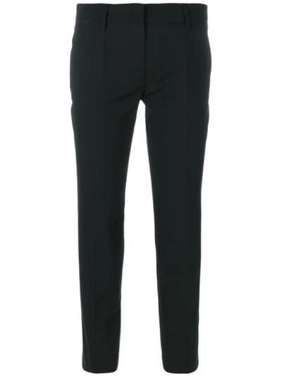 Prada Belted Zip-cuffs Skinny Cropped Gabardine Tech Pants In Black