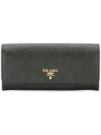 Prada Saffiano Continental Wallet In Neronero